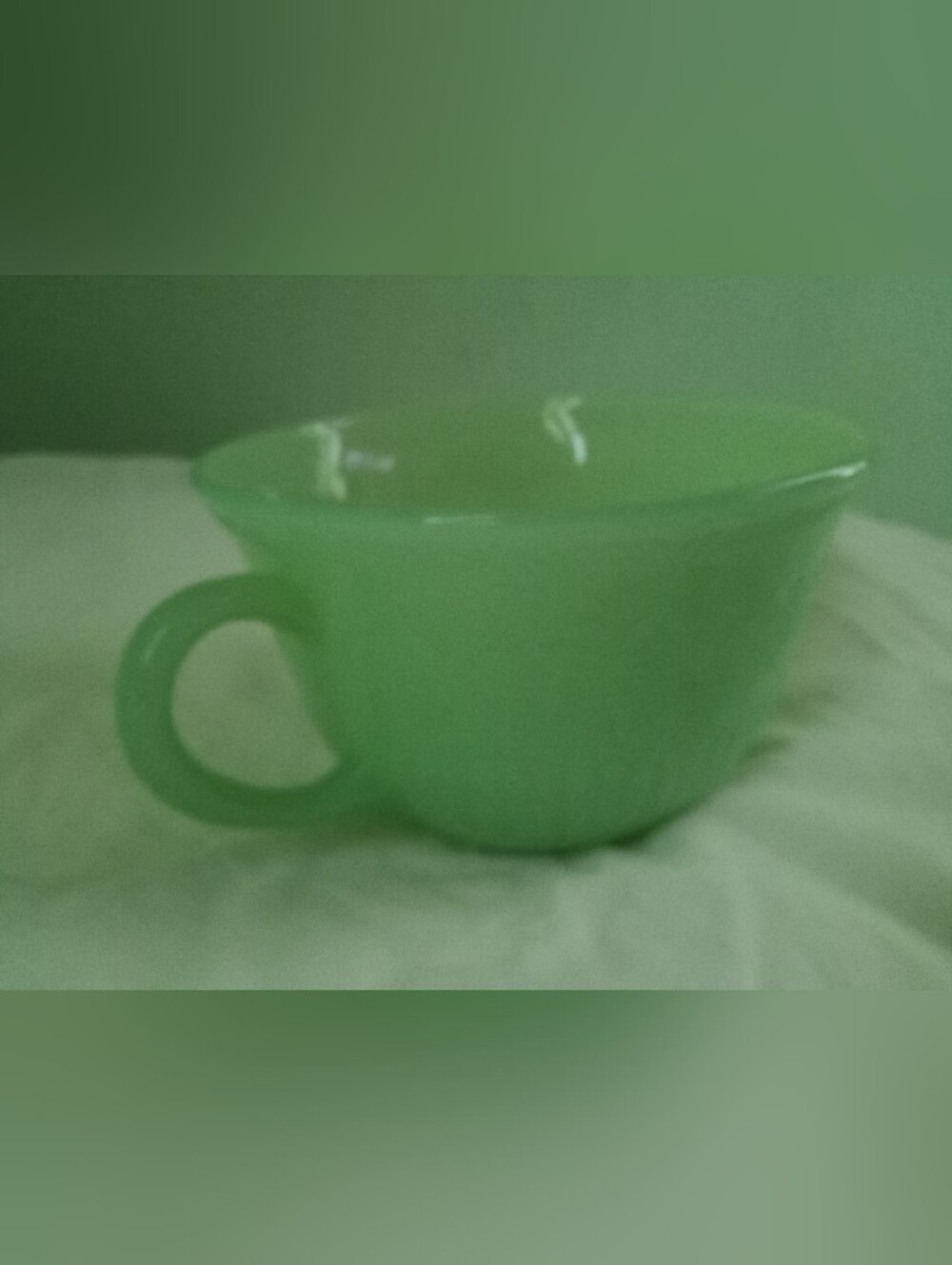 Anchor Hocking Alice Cup Jadeite Bullseye 1940s Green Glass Vintage MCM Mid Cent